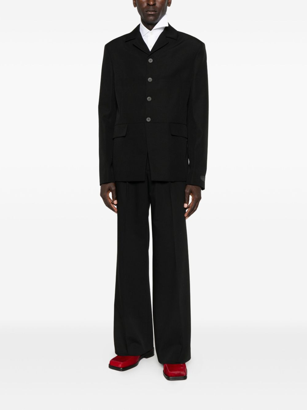 buttoned collarless blazer - 2