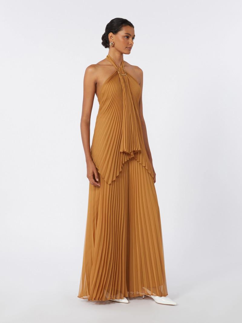 Max Mara GREMBO Plissé-pleated chiffon trousers - CARAMEL outlook