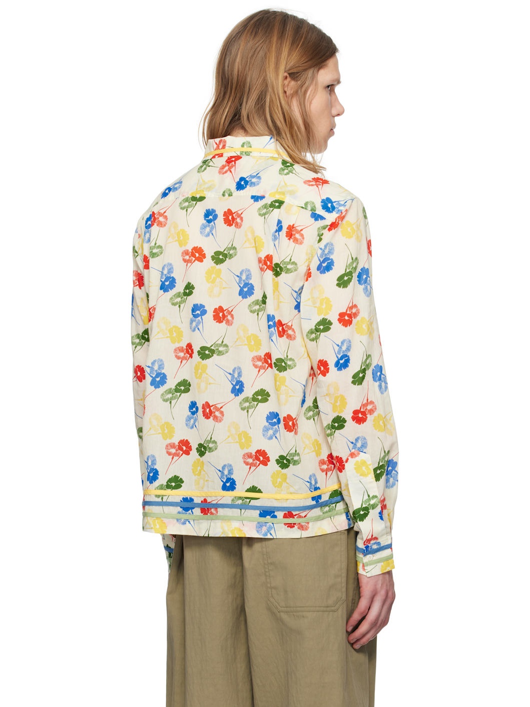 Multicolor Flower Stamp Long Sleeve Shirt - 3