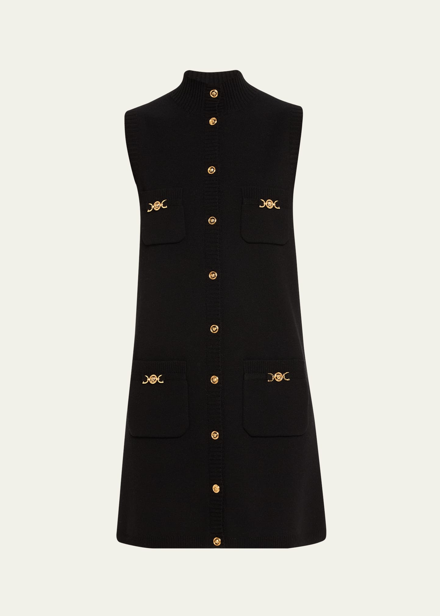 Button-Front Knit Medusa Mini Dress - 1
