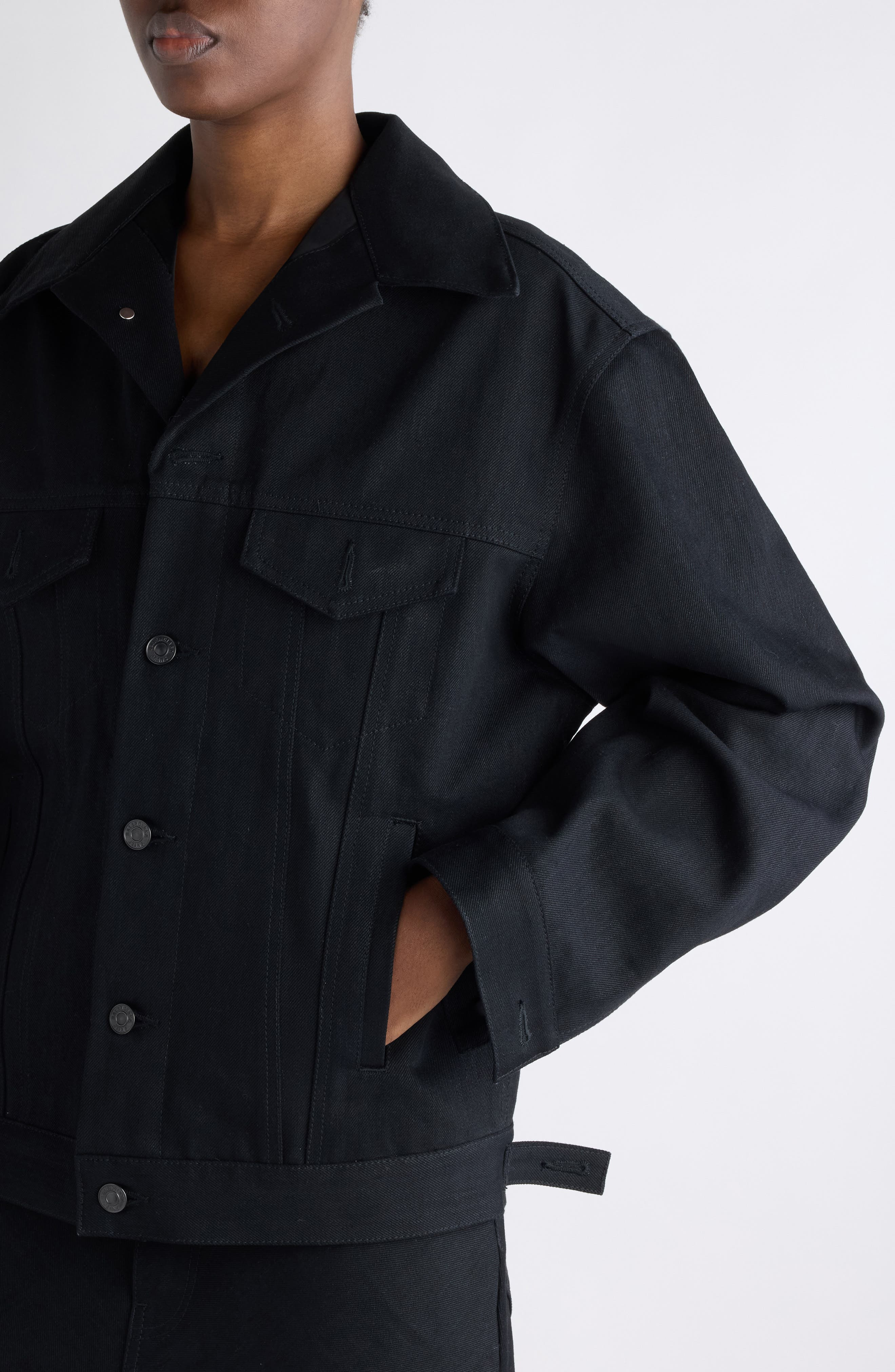 Balenciaga Standing Denim Jacket in 1000 Black at Nordstrom - 5
