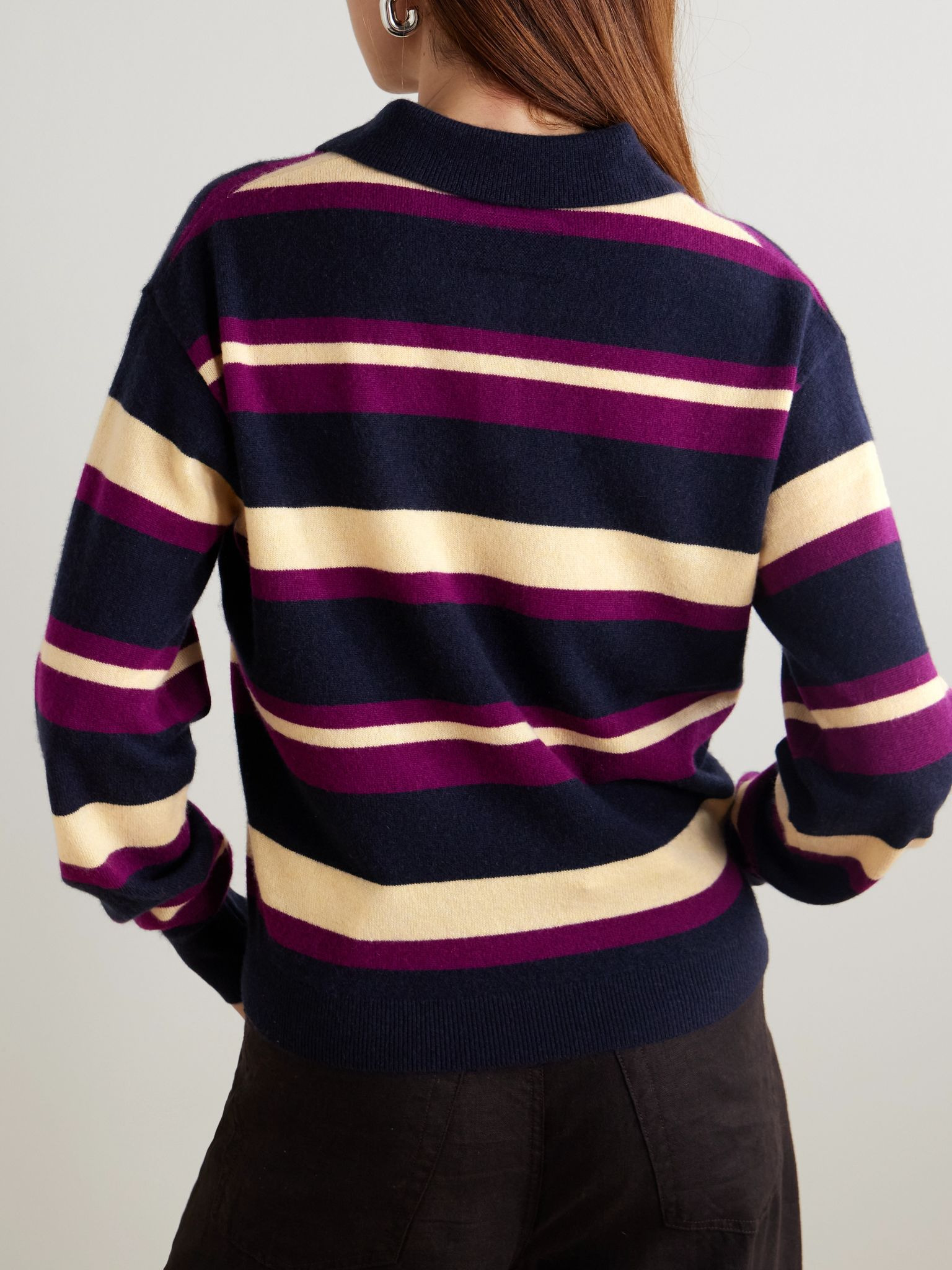 Striped cashmere polo sweater Multi - 3
