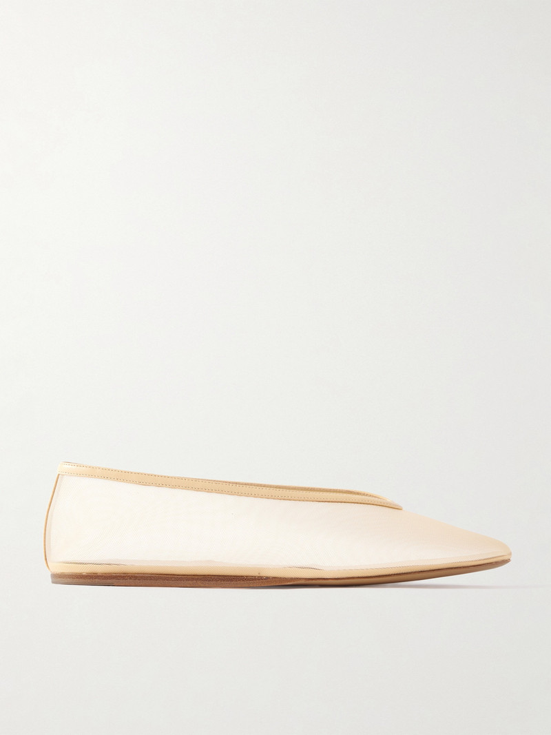 Luna Leather-trimmed Mesh Ballet Flats 1