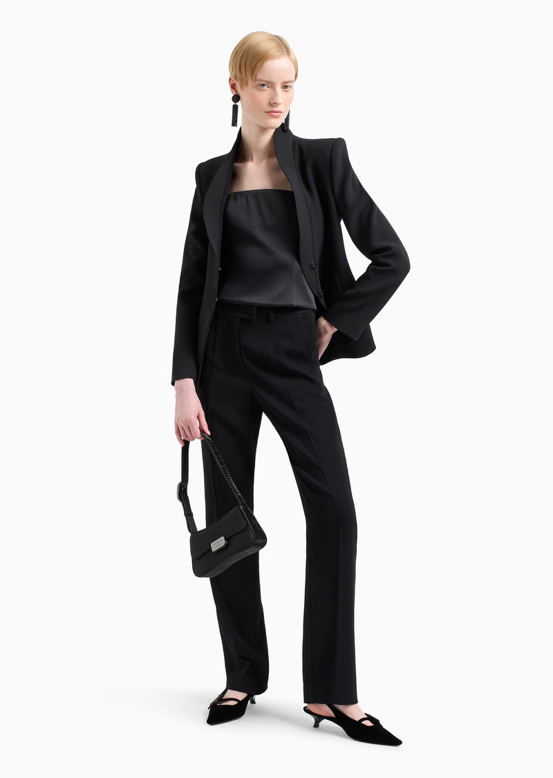 EMPORIO ARMANI Crêpe cady jacket with ruffle-effect contoured edges outlook