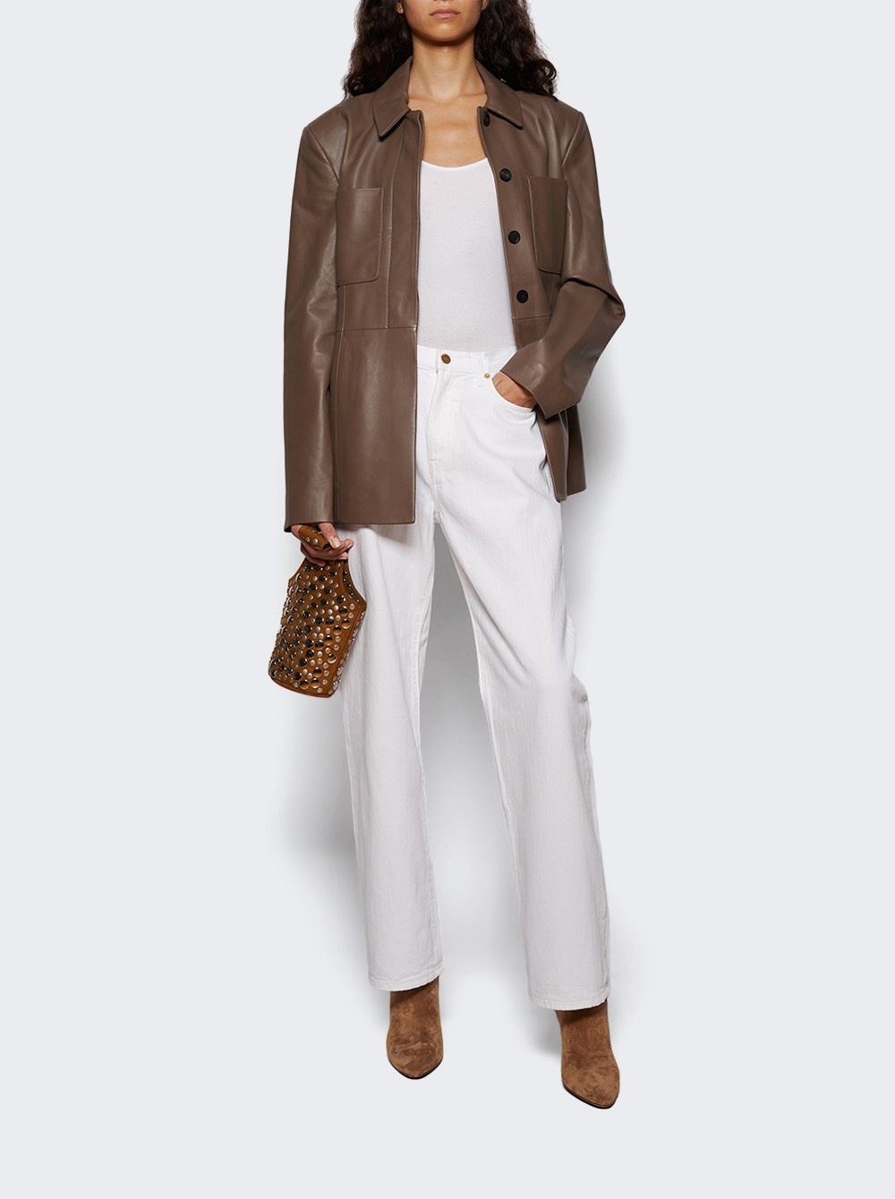 Magda Leather Jacket Taupe - 5