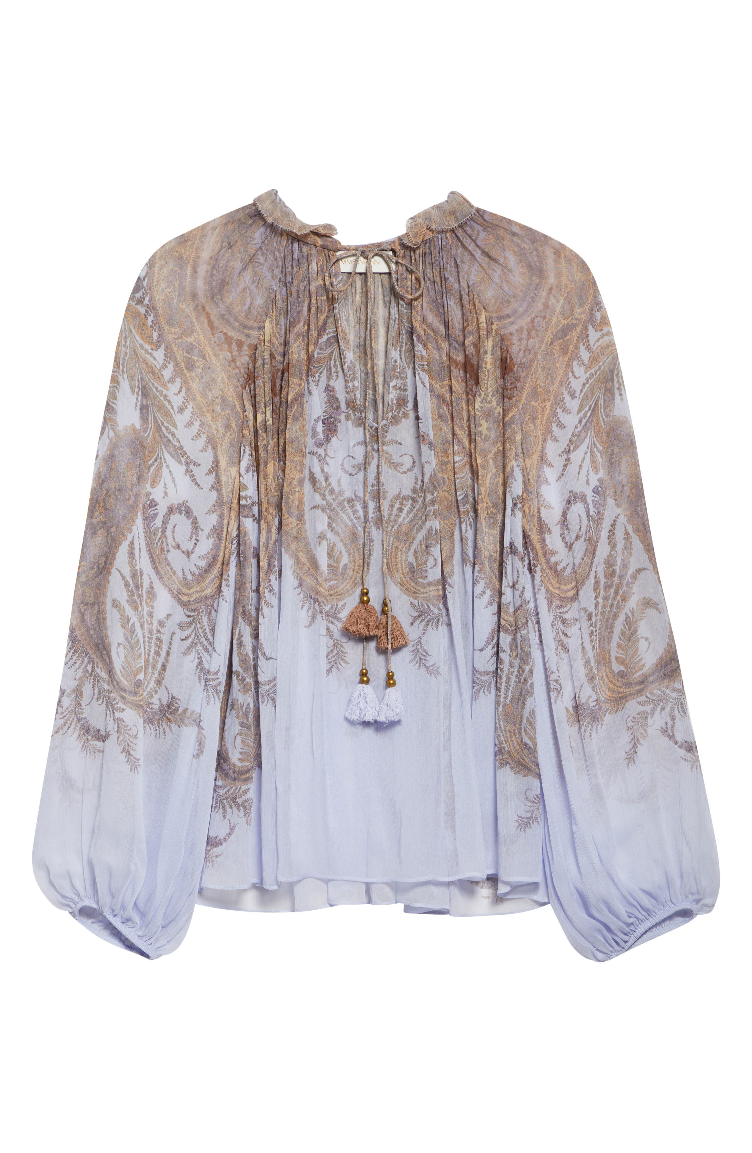 Zimmermann Hypnotic Paisley Split Neck Top in Lilac Paisley at Nordstrom - 6