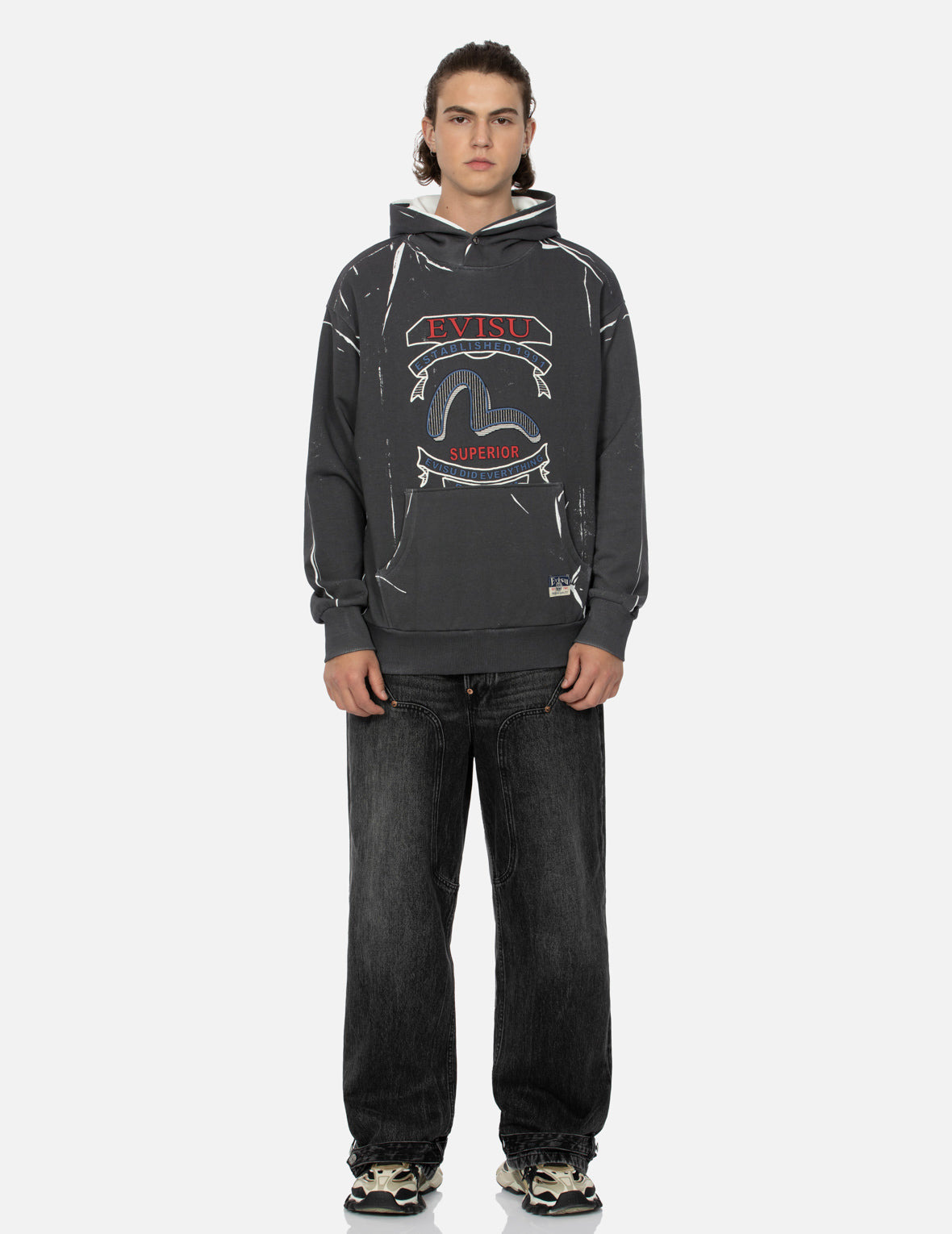 OVERDYE SEAGULL AND LOGO PRINT RELAX FIT HOODIE - 5