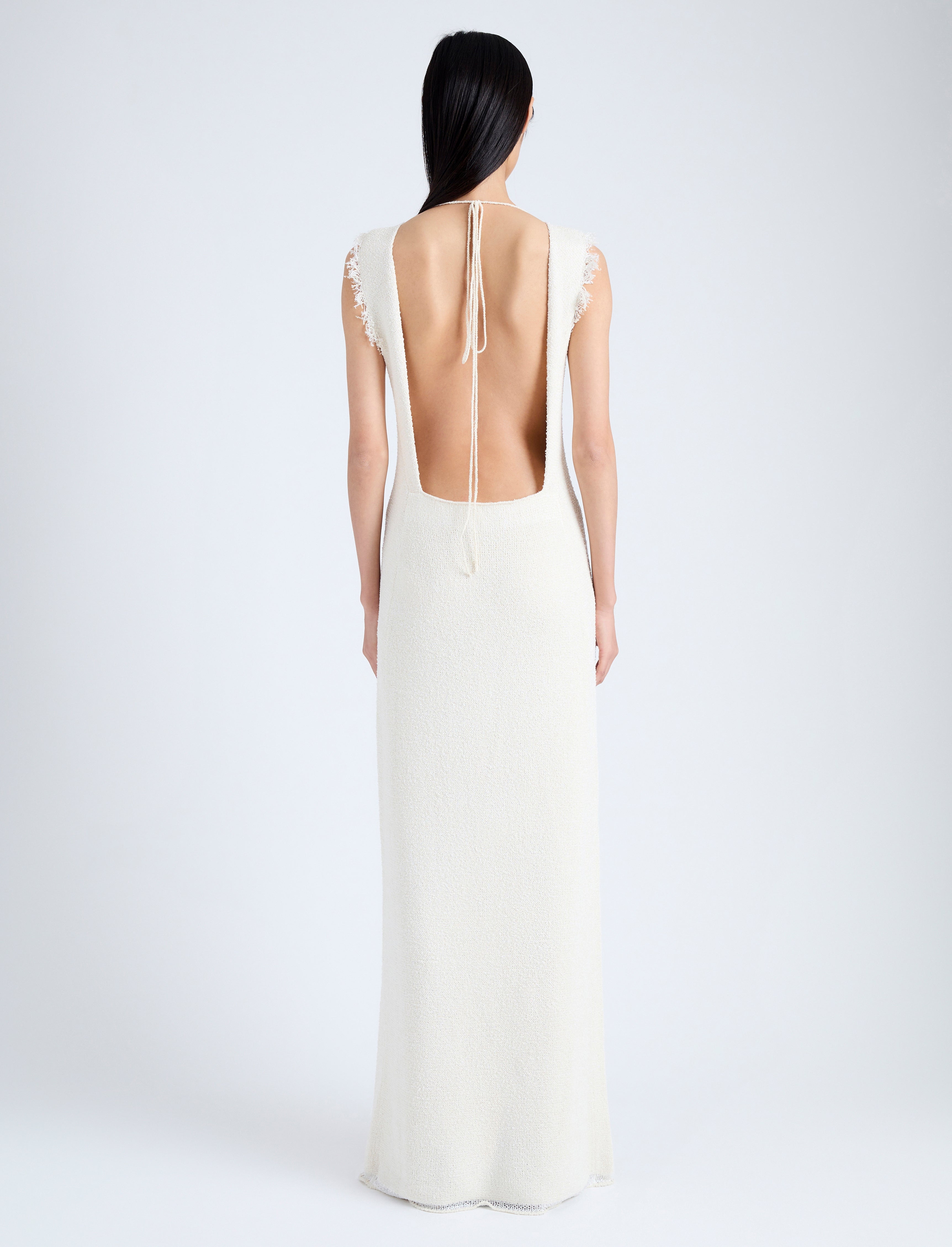 Silvia Backless Dress In Silk Doubleface Boucle - 4