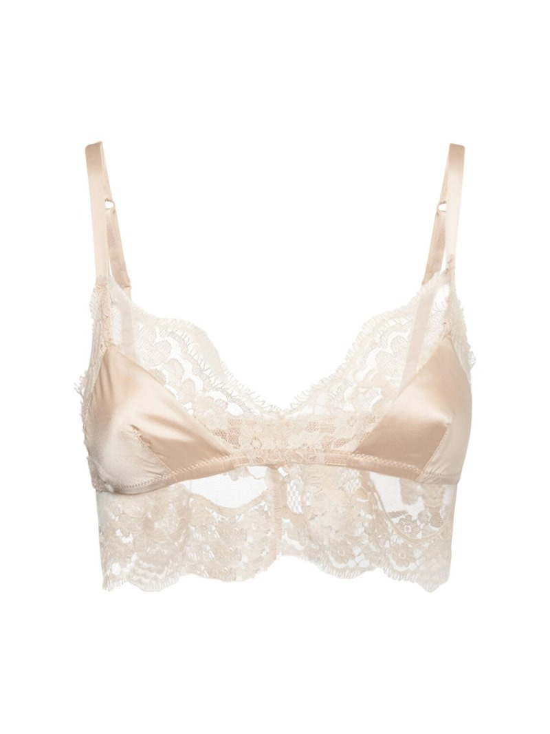 Stretch silk satin triangle bra - 1