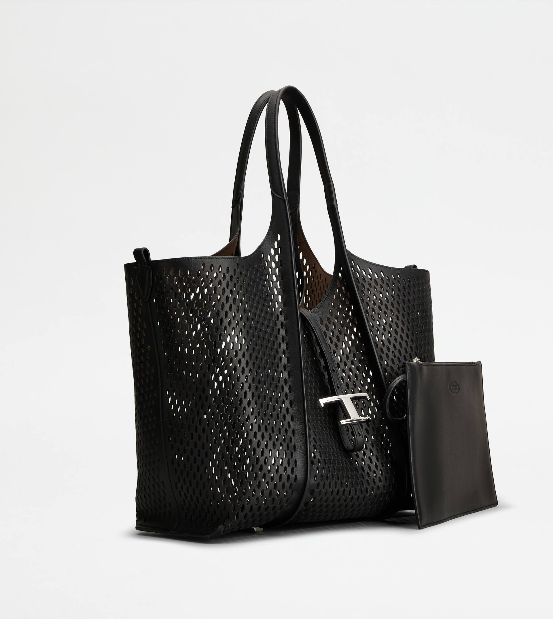 T TIMELESS SHOPPING BAG IN LEATHER MEDIUM - BLACK - 2