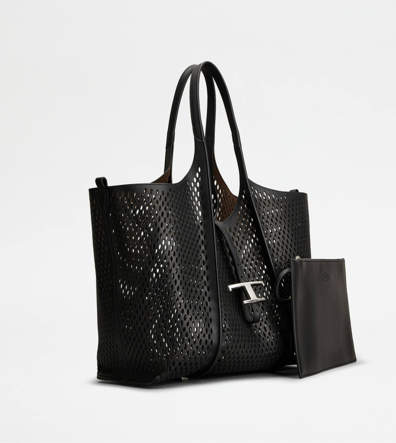 Tod's T TIMELESS SHOPPING BAG IN LEATHER MEDIUM - BLACK outlook