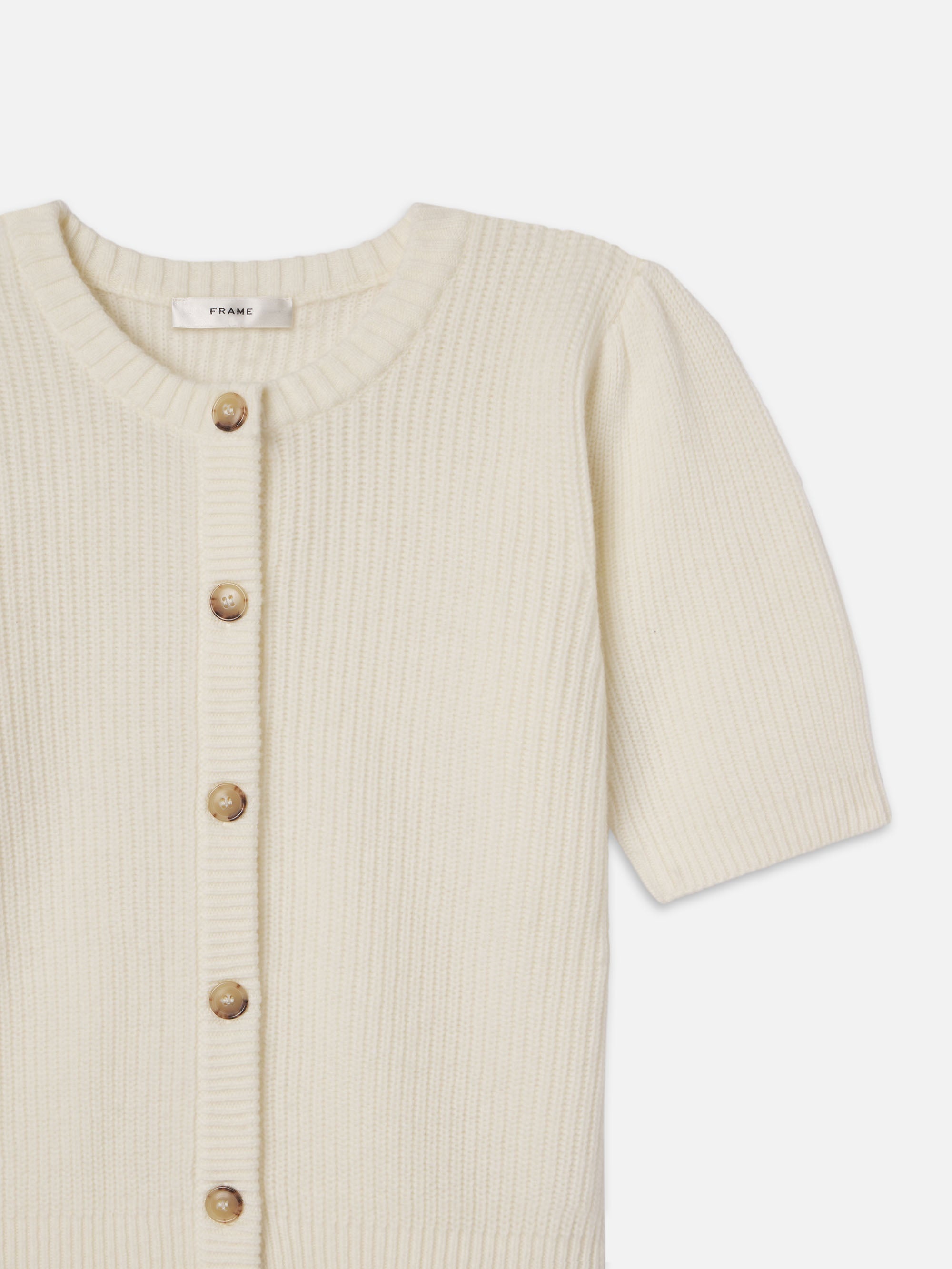 Shrunken Short Sleeve Cardi in Cream - 4