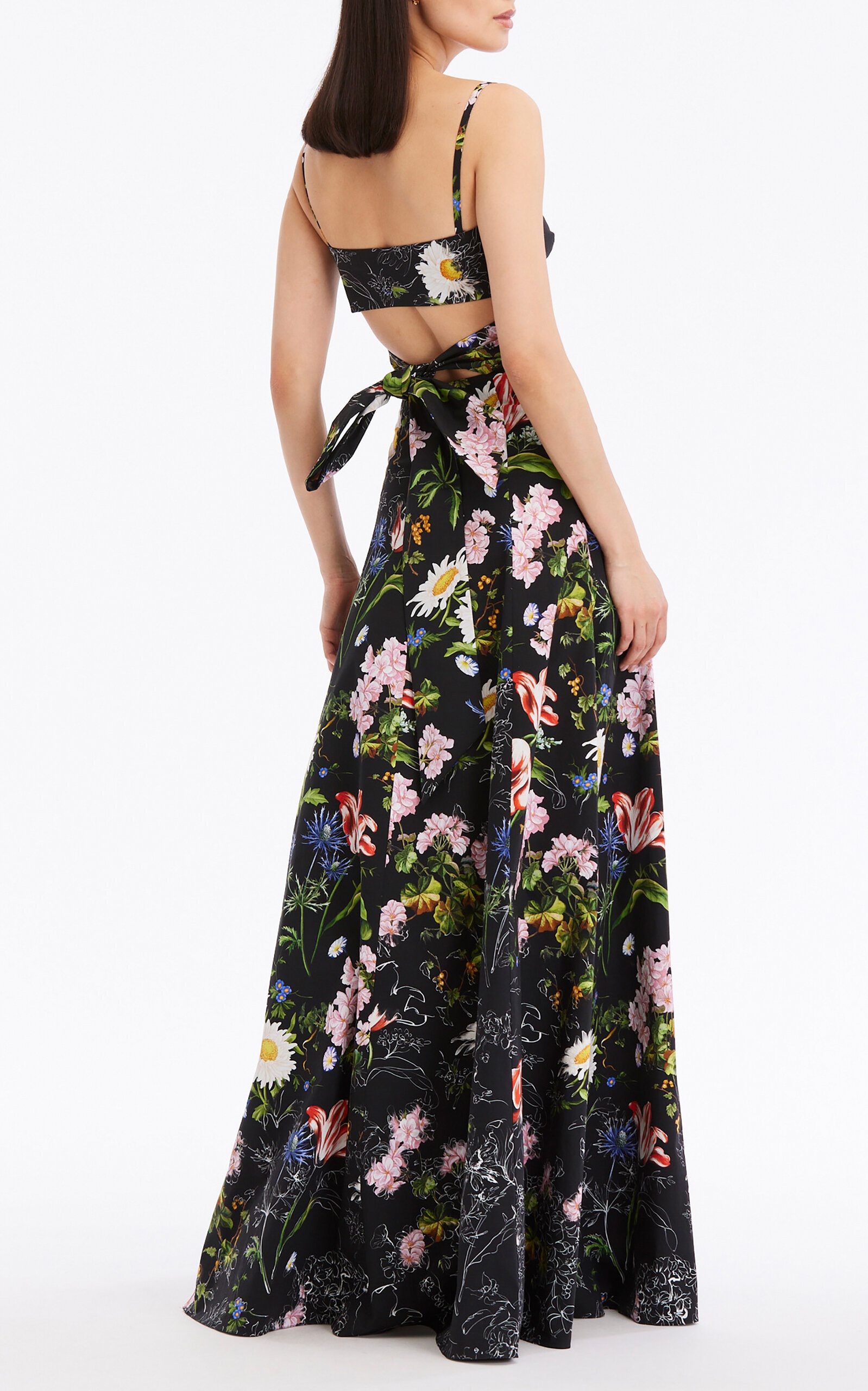 Floral-Printed Poplin Maxi Dress black - 6