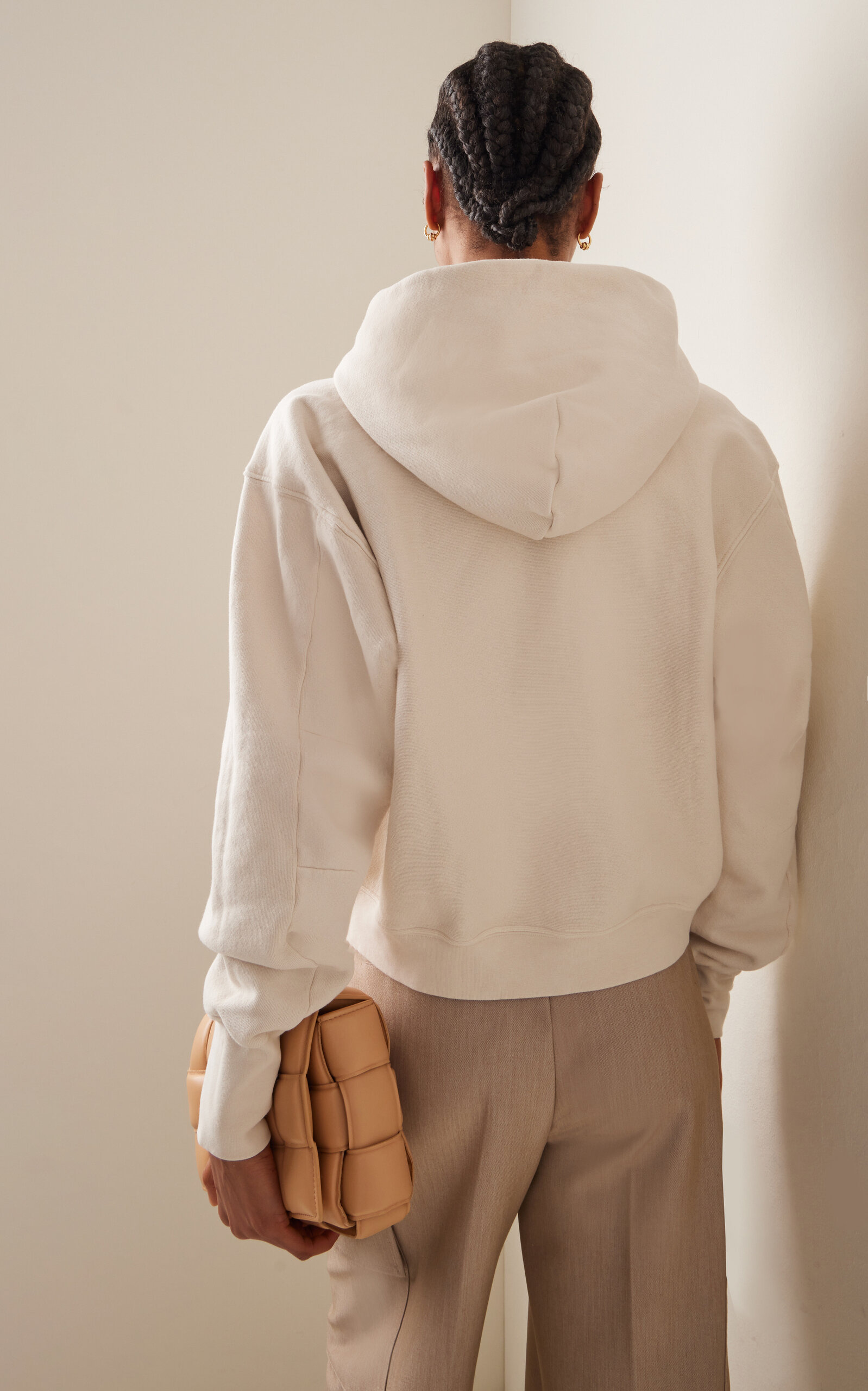 Cropped Raglan-Sleeve Cotton Sweatshirt ivory - 4