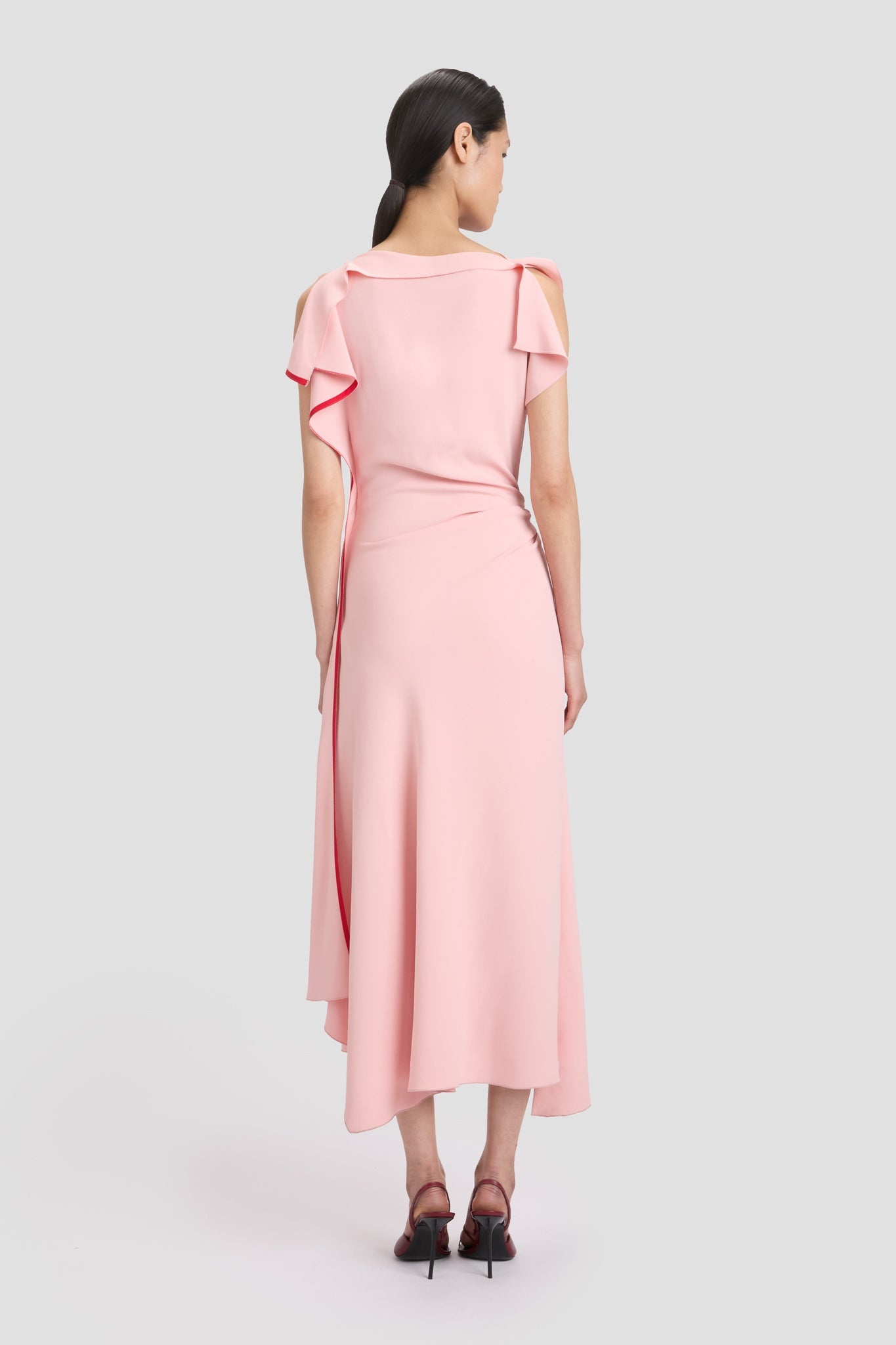 Drape Sleeve Midi Dress In Antique Pink - 7