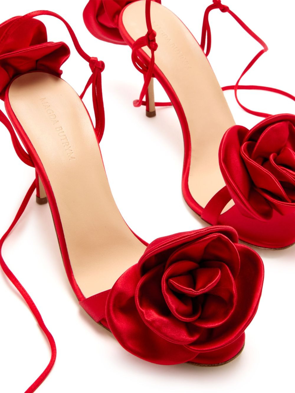 105mm rose-detail lace-up sandals - 4