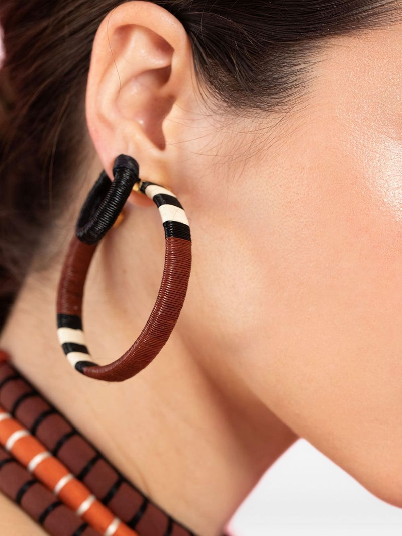 Johanna Ortiz Color Parallelism striped hoop earrings outlook