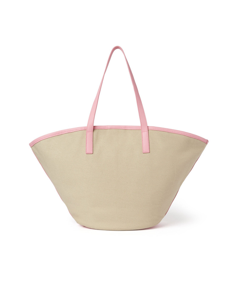 MSGM Large canvas tote bag with piping and printed logo outlook
