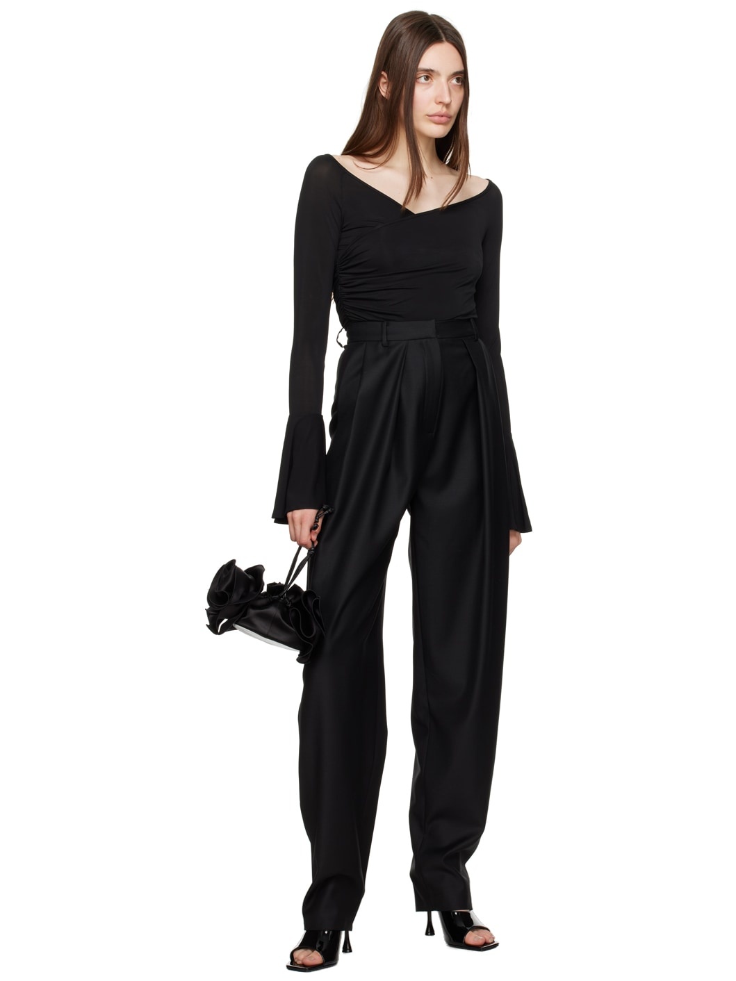 Black Square Toe Mules - 5