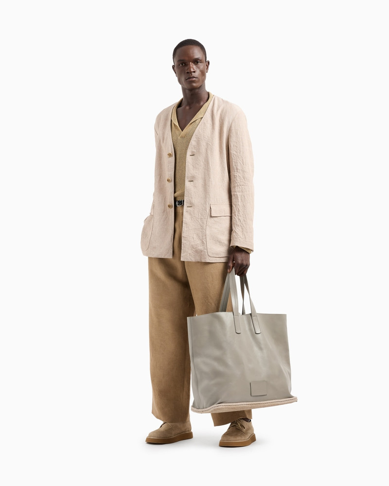 NAPPA-LEATHER AND ROPE SHOPPER BAG 6