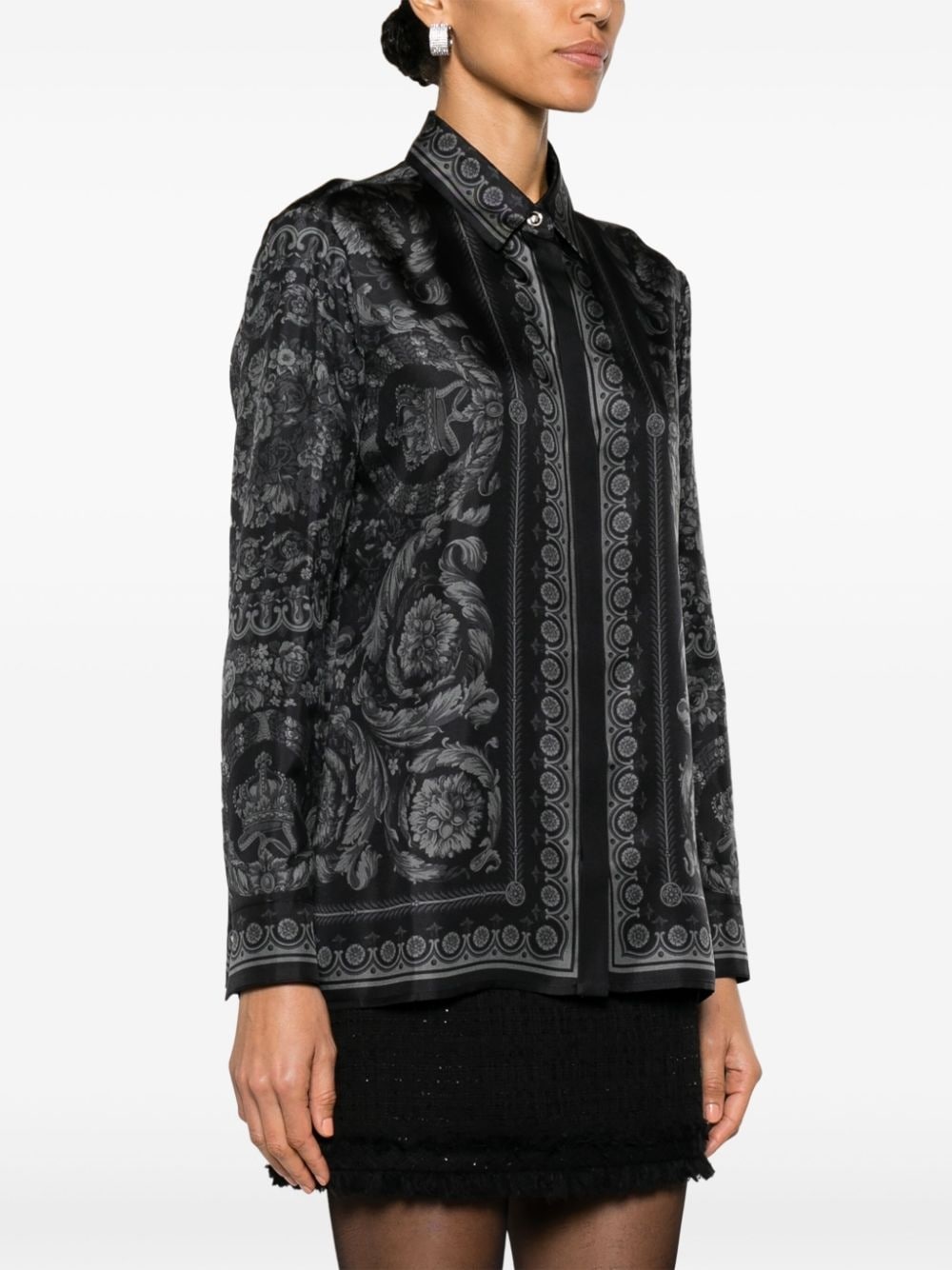 Barocco-print silk-twill shirt - 3