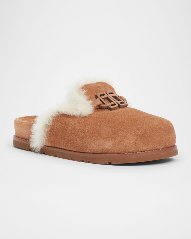 SIMKHAI Mila Suede Faux Shearling Slippers outlook
