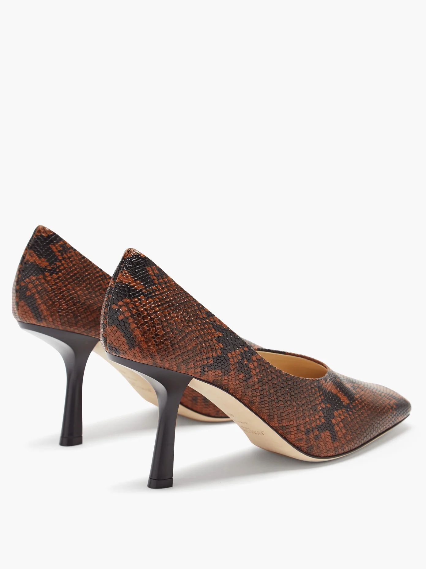 Marcela 85 square-toe python-effect leather pumps - 4