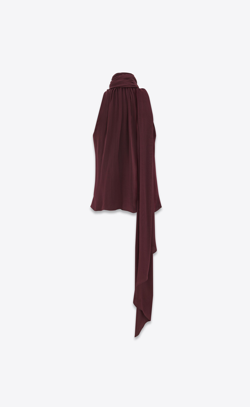 oversized lavallière-neck top in silk muslin 6