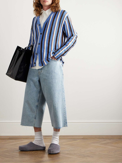 Marni Logo-Embroidered Striped Cotton Cardigan outlook
