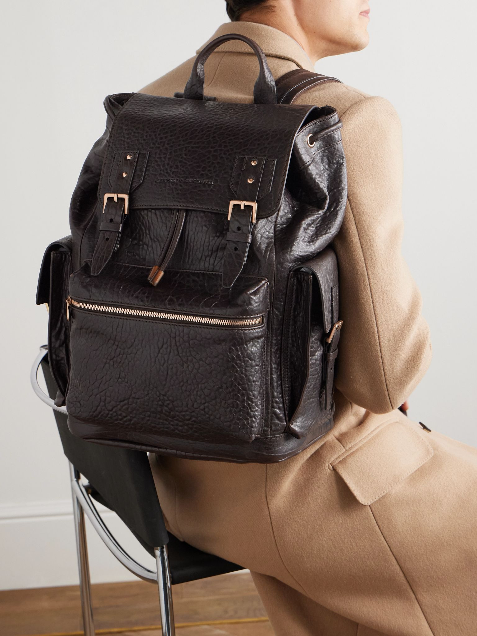 Full-Grain Leather Backpack Brown - 2
