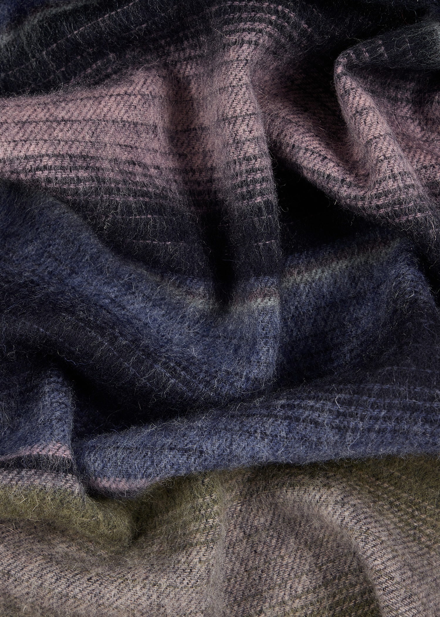 Blue Stripe Wool Scarf - 4