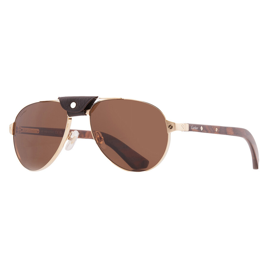 Cartier Santos de Cartier Polarized Brown Pilot Men's Sunglasses CT0495S 004 59 - 2