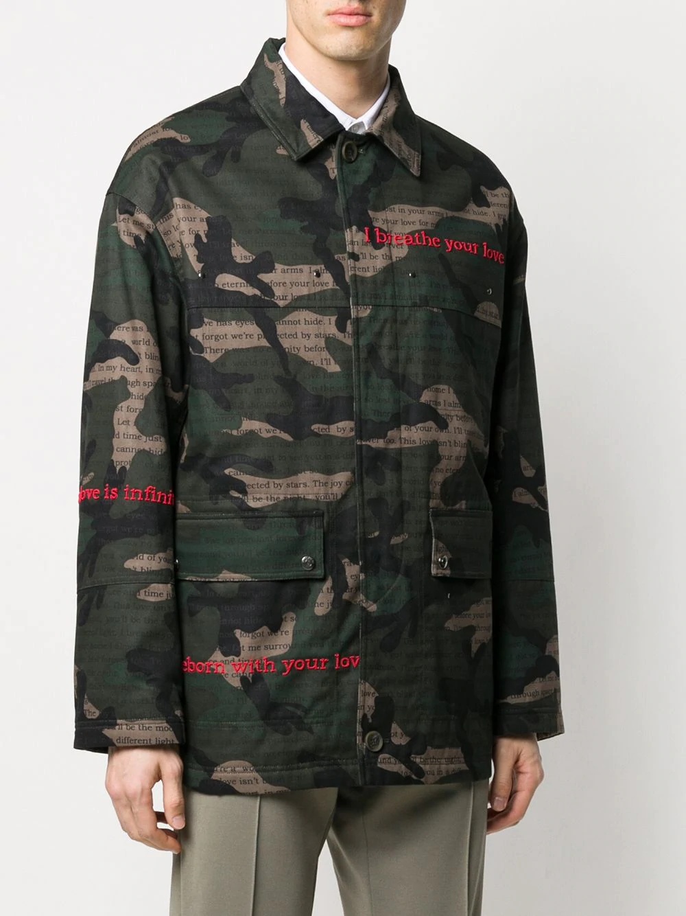 camouflage print text detail jacket - 3