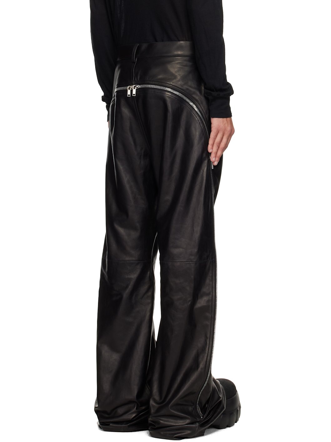 Black Hollywood Banana Bolan Leather Trousers - 3