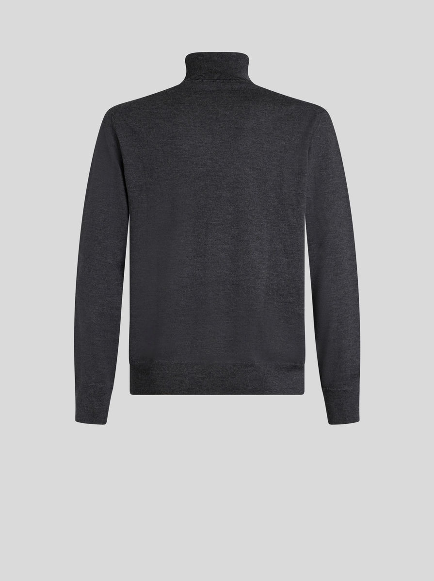 POLO NECK WOOL JUMPER WITH LOGO - 5