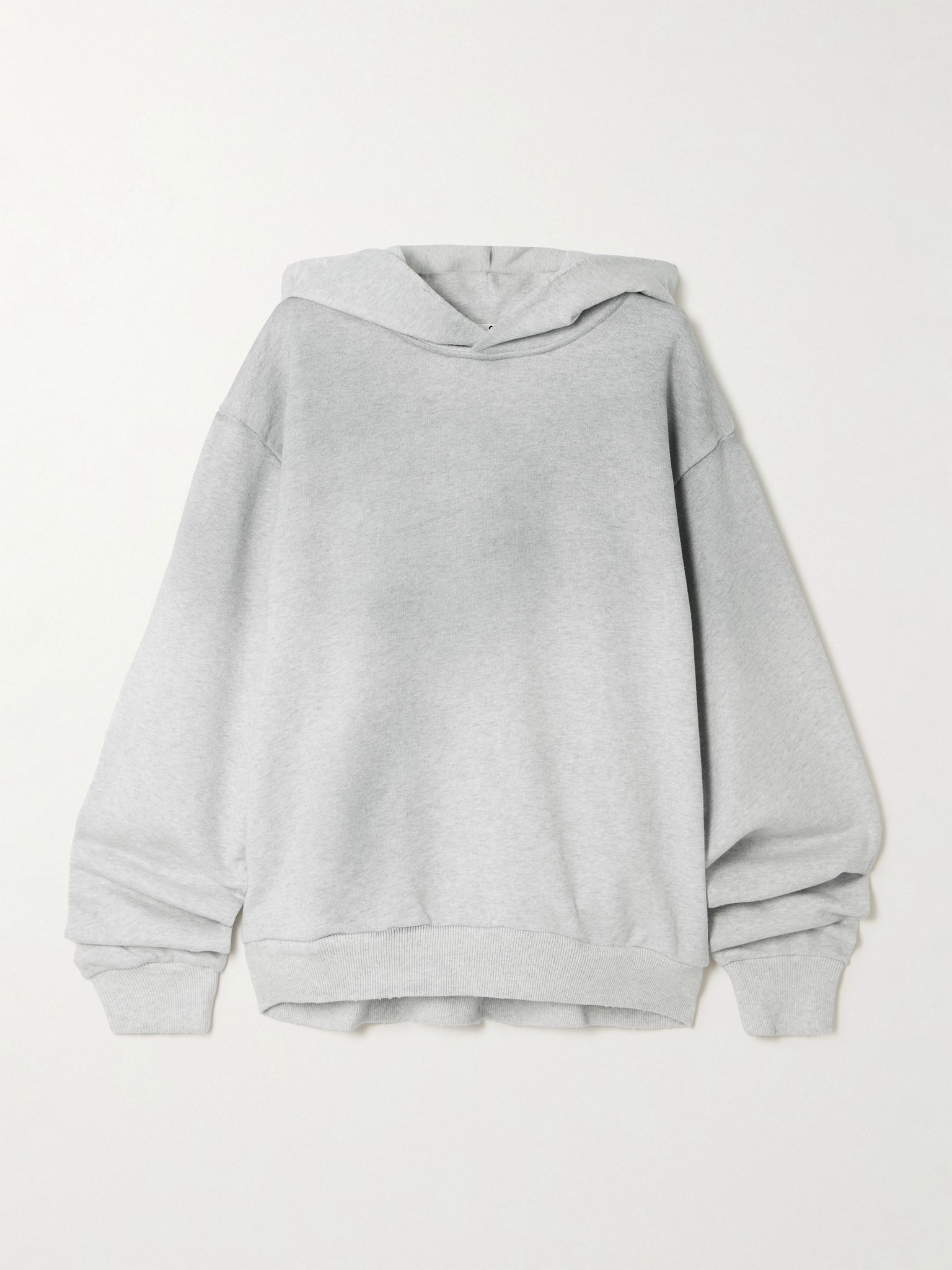 Printed cotton-blend jersey hoodie Light gray - 1