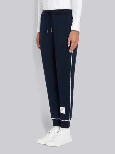 Thom Browne Navy Mesh Back Cotton Rib Contrast Cover Stitch Sweatpants outlook