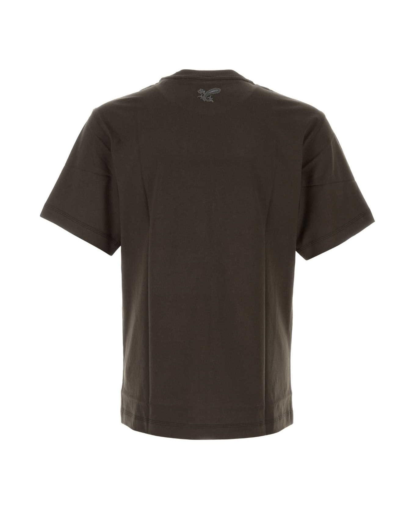 Dark Brown Cotton T-shirt - 2