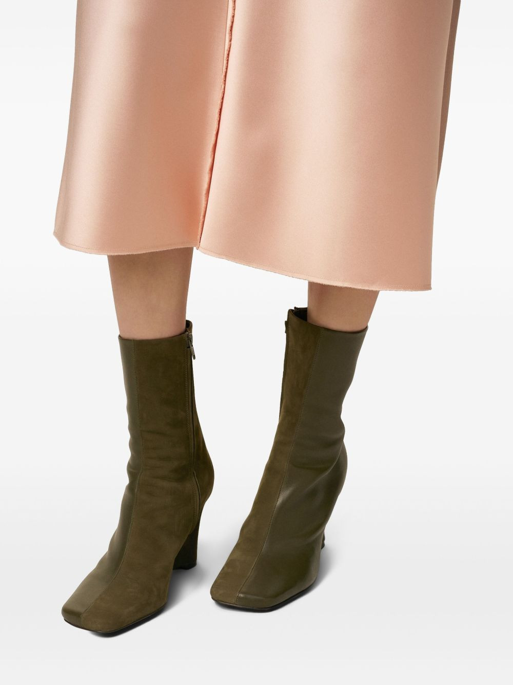 90mm wedge leather boots - 5