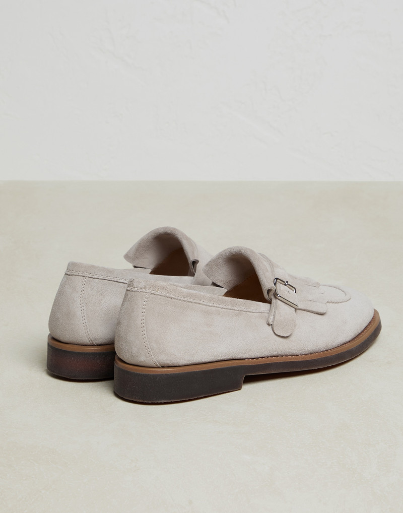 Smart suede monk strap shoes with fringe 3