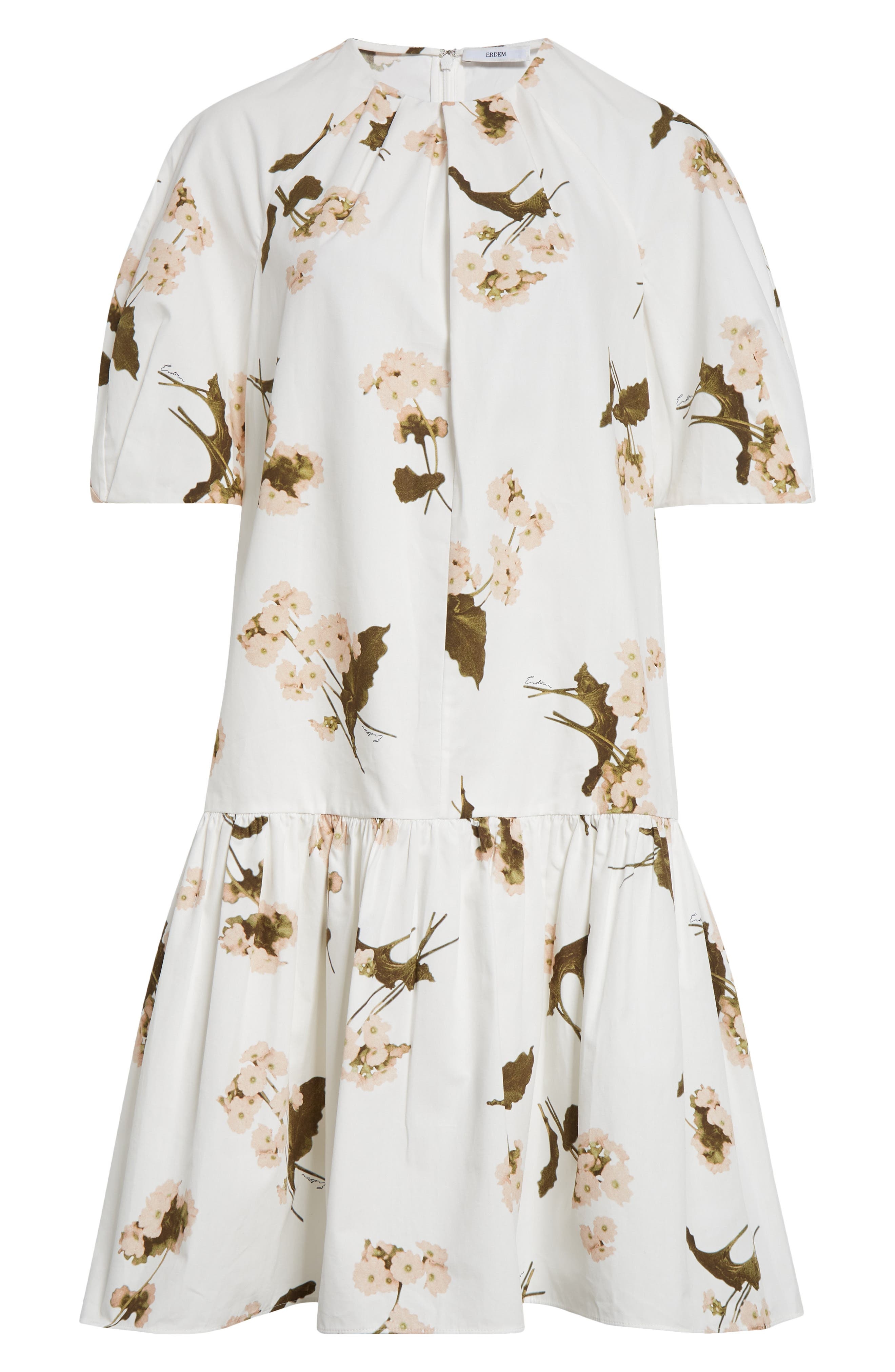 Erdem Floral Print Drop Waist Cotton Poplin Dress in Elena Garden White at Nordstrom - 5