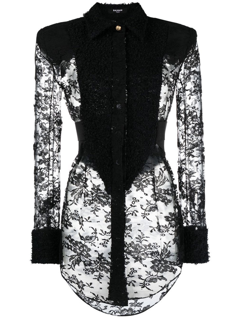Tweed and lace plastron shirt 1