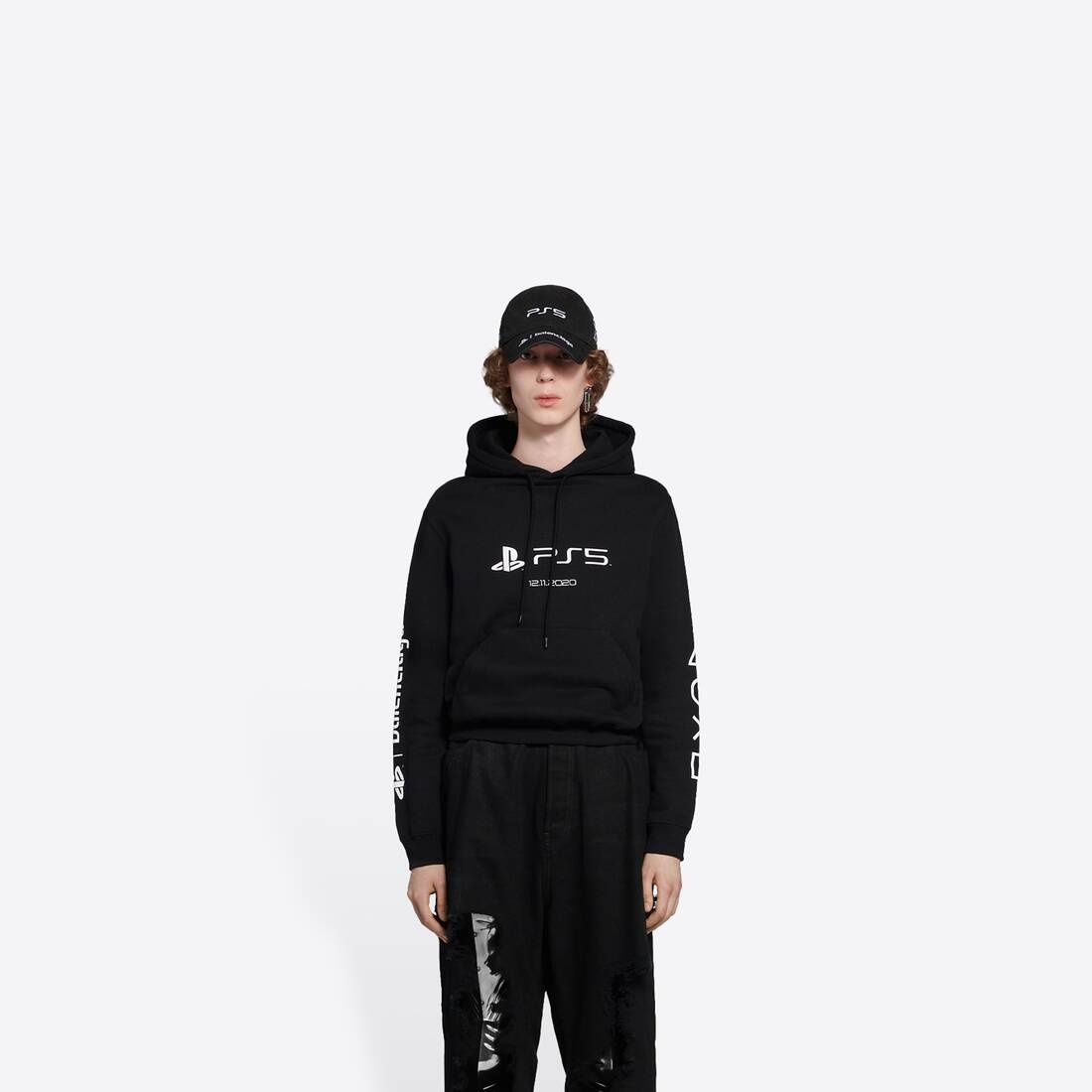 Men's Playstation™ Fitted Hoodie in Black - 3