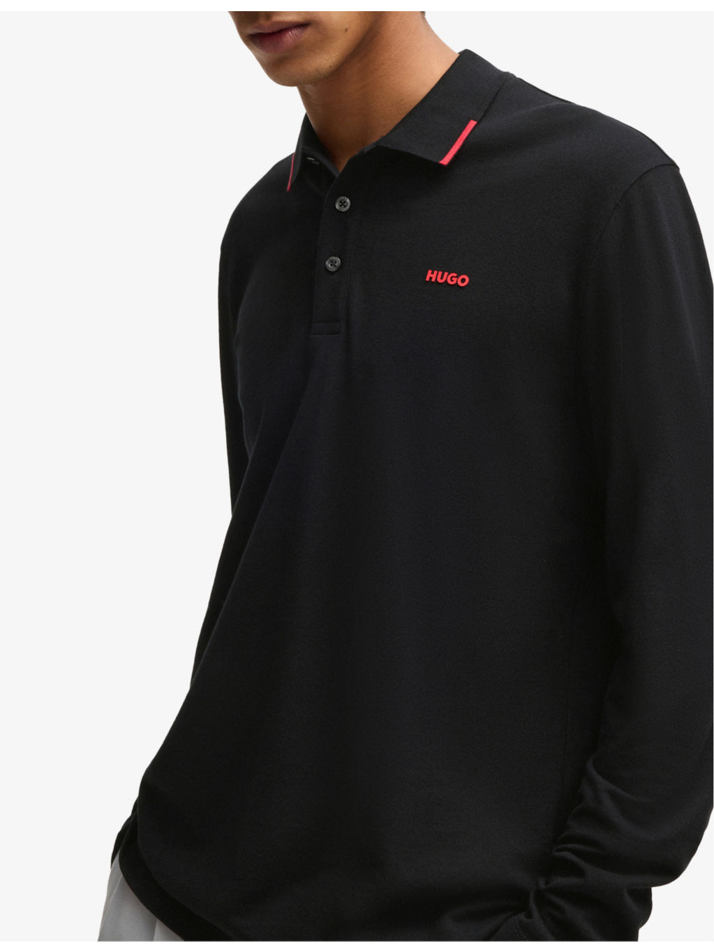 Branded long-sleeved cotton polo shirt - 5