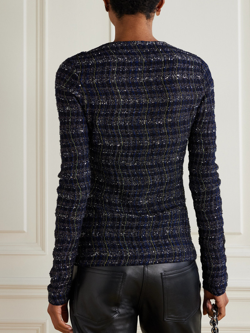 Caperdoni Sequin-embellished Checked Crochet-knit Cardigan 3