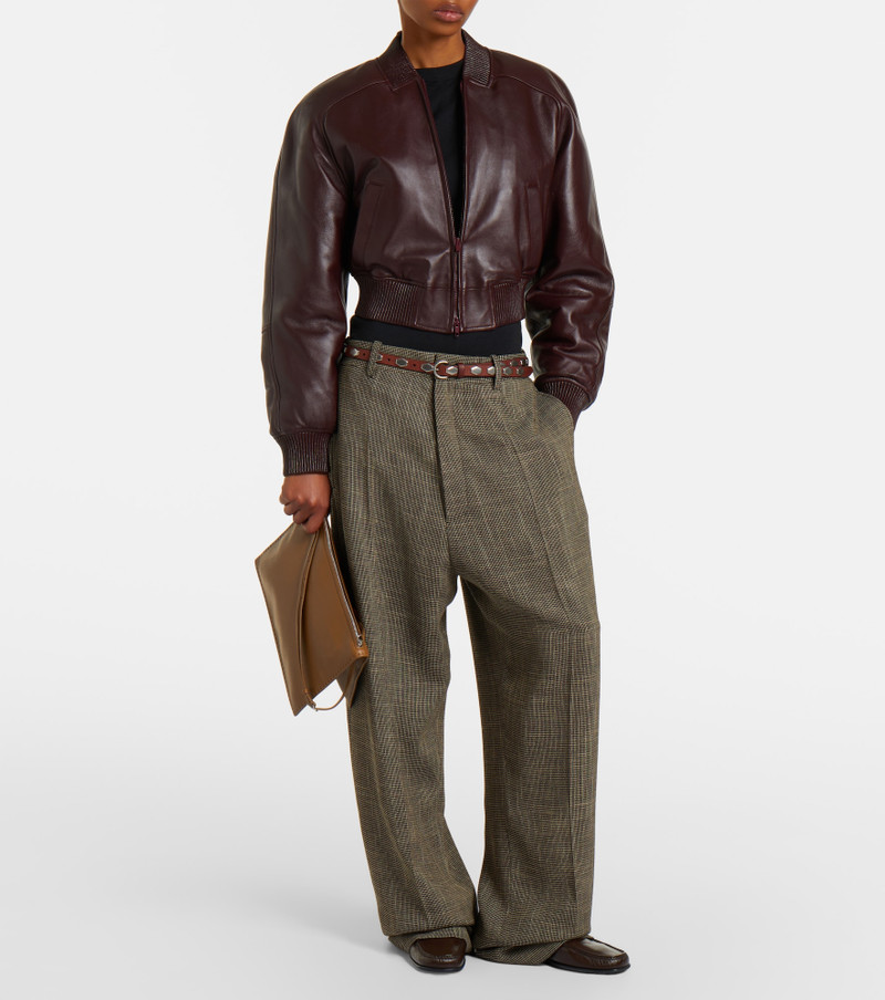 PHOEBE PHILO Cropped leather bomber jacket outlook