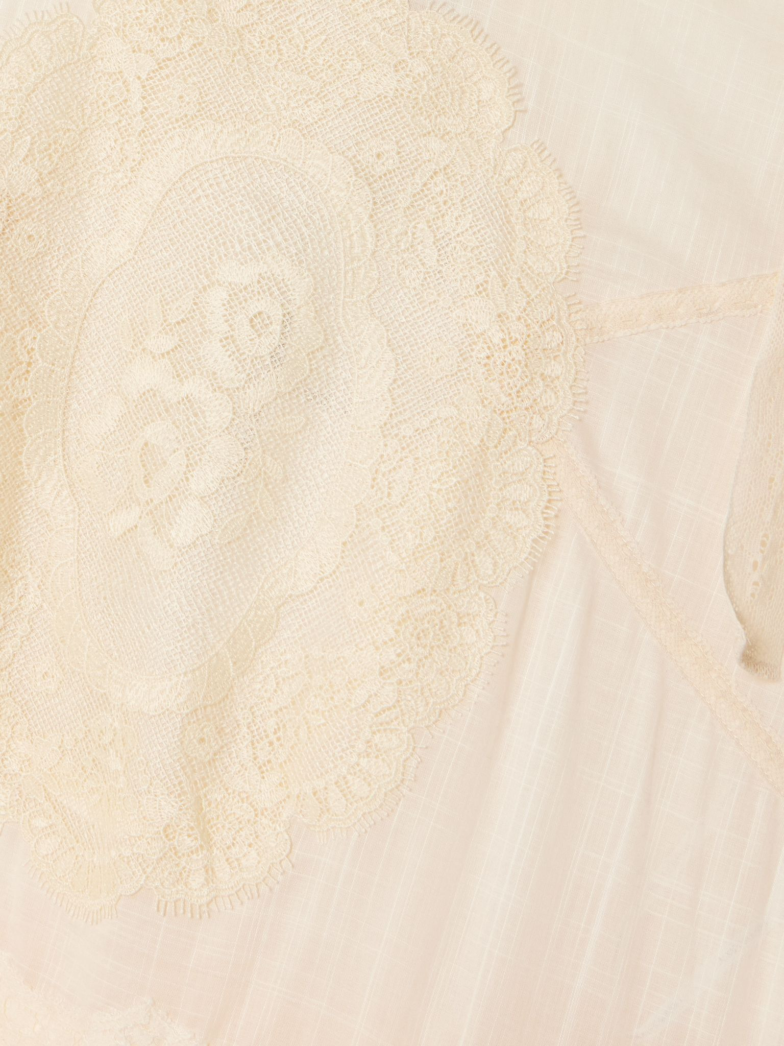 Cascadian lace-trimmed checked cotton-voile midi dress Cream - 4