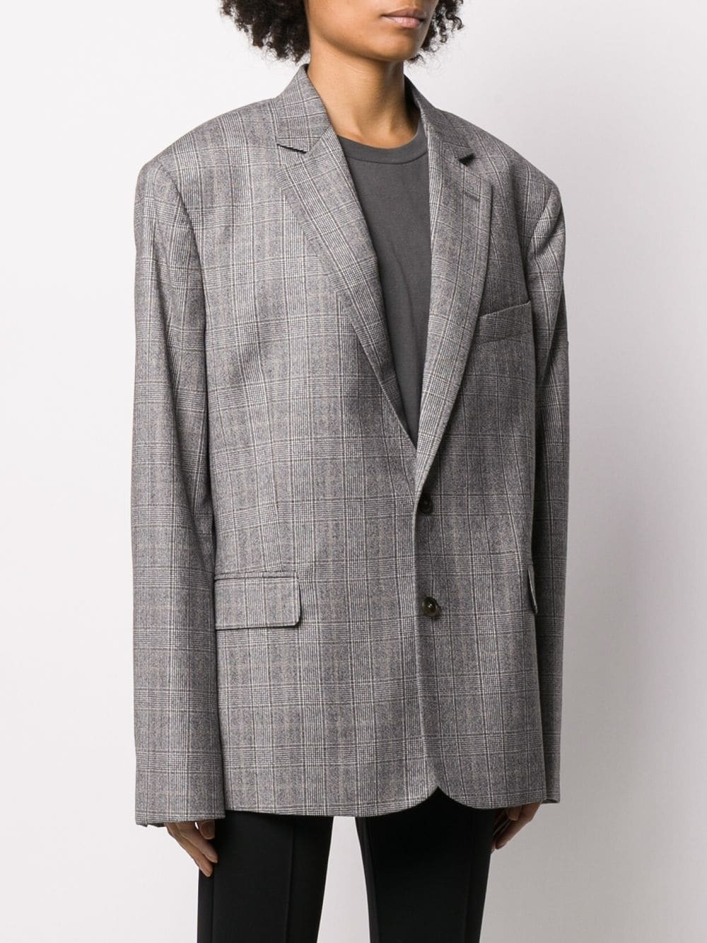 checked single-breasted blazer - 3