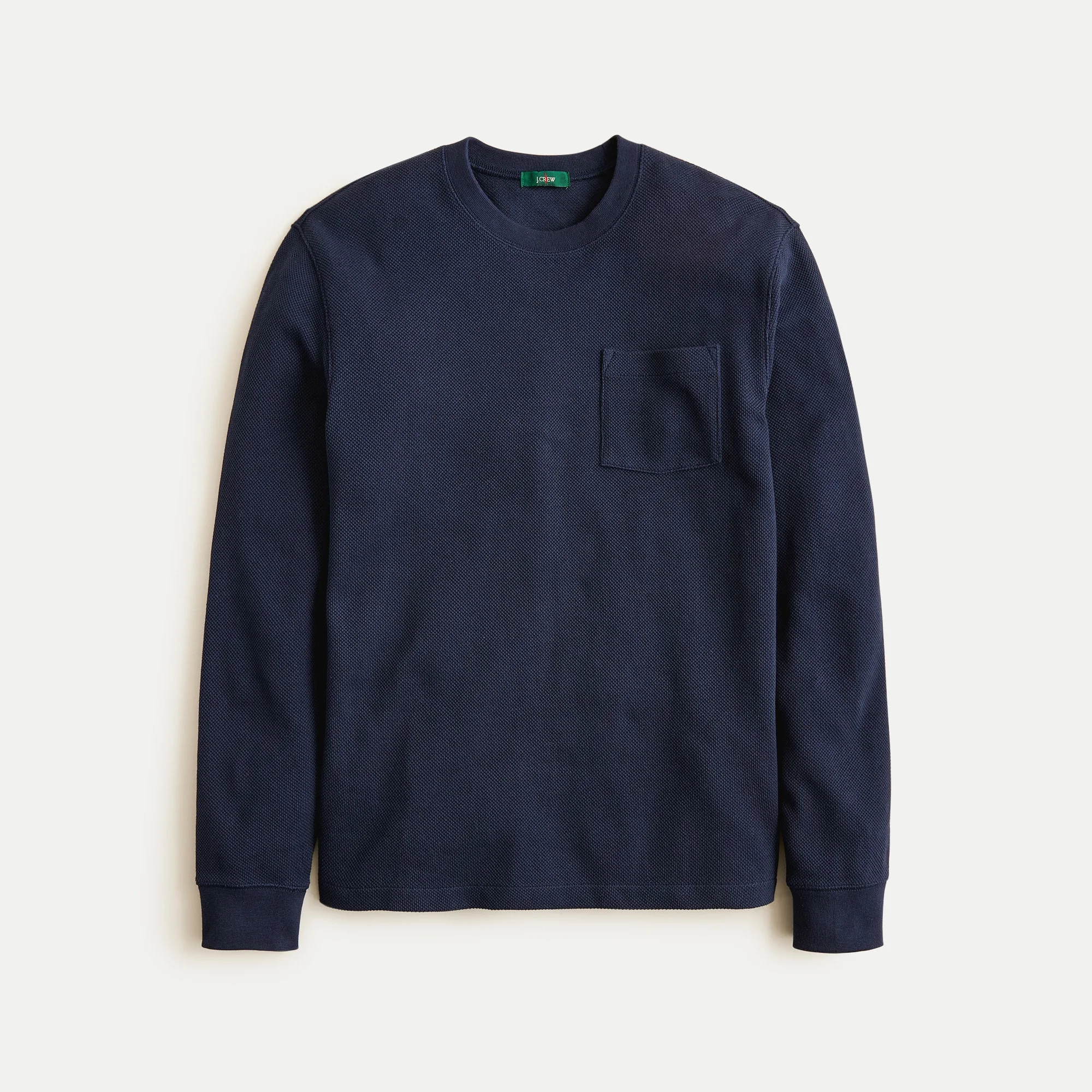 Long-sleeve macropiqué cotton T-shirt - 1