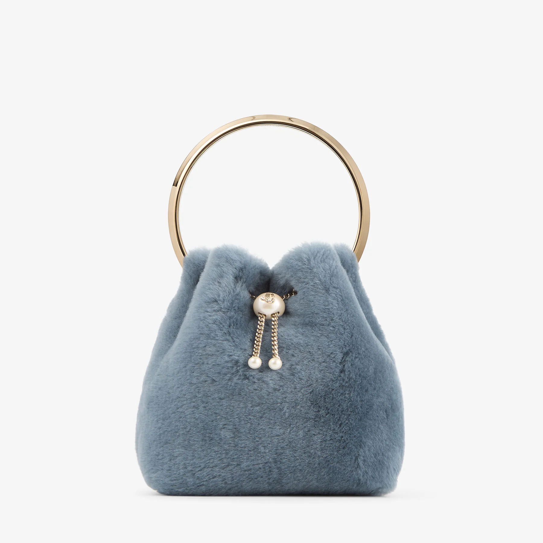Bon Bon Arctic Blue Shearling Bucket Bag - 1